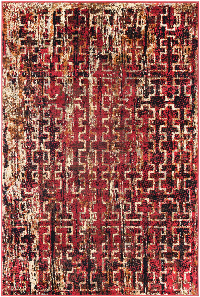 Burgundy 4' 1 x 6' 1 Saturn Rectangle Area Rug Stain Resistant Easy Clean Classic Vintage Design Durable Carpet for Affordable Home Interiors for Sale at Rug Engine