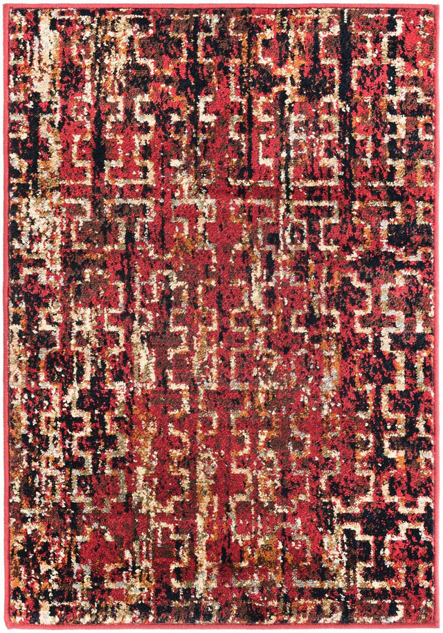 Burgundy 2' x 3' 1 Saturn Rectangle Area Rug Stain Resistant Easy Clean Classic Vintage Design Durable Carpet for Affordable Home Interiors for Sale at Rug Engine