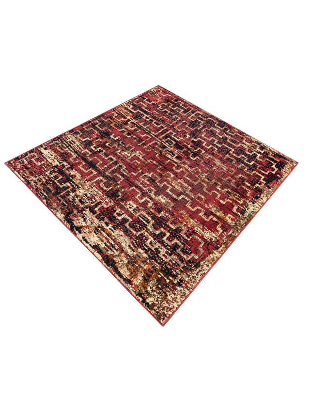 Burgundy 5' 3 x 5' 3 Saturn Square Area Rug Stain Resistant Easy Clean Classic Vintage Design Durable Carpet for Affordable Home Interiors for Sale at Rug Engine