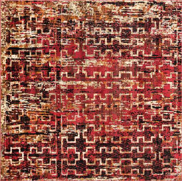 Burgundy 7' 10 x 7' 10 Saturn Square Area Rug Stain Resistant Easy Clean Classic Vintage Design Durable Carpet for Affordable Home Interiors for Sale at Rug Engine