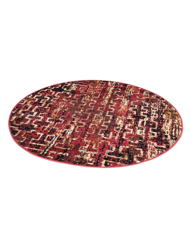 Burgundy 3' 1 x 3' 1 Saturn Round Area Rug Stain Resistant Easy Clean Classic Vintage Design Durable Carpet for Affordable Home Interiors for Sale at Rug Engine