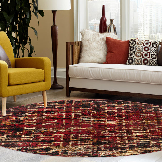 Burgundy 3' 1 x 3' 1 Saturn Round Area Rug Stain Resistant Easy Clean Classic Vintage Design Durable Carpet for Affordable Home Interiors for Sale at Rug Engine