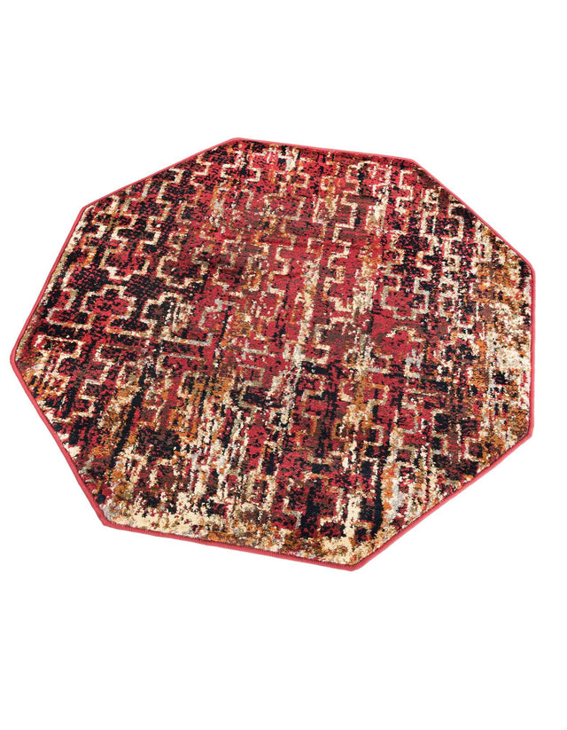 Burgundy 3' 1 x 3' 1 Saturn Octagon Area Rug Stain Resistant Easy Clean Classic Vintage Design Durable Carpet for Affordable Home Interiors for Sale at Rug Engine
