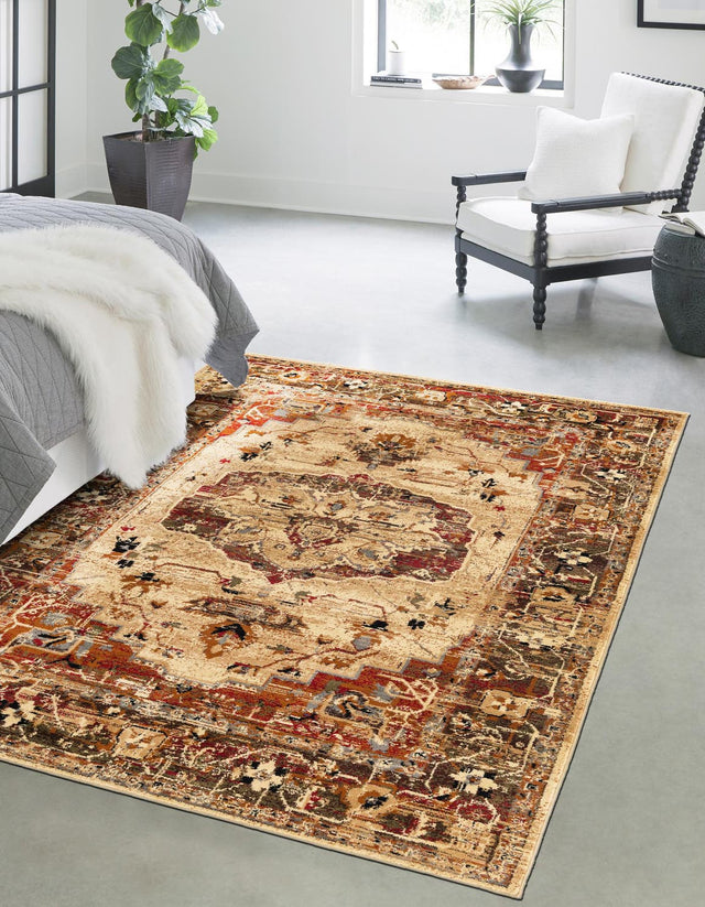 Cream 2' 2 x 3' Saturn Rectangle Area Rug Stain Resistant Easy Clean Classic Vintage Design Durable Carpet for Affordable Home Interiors for Sale at Rug Engine