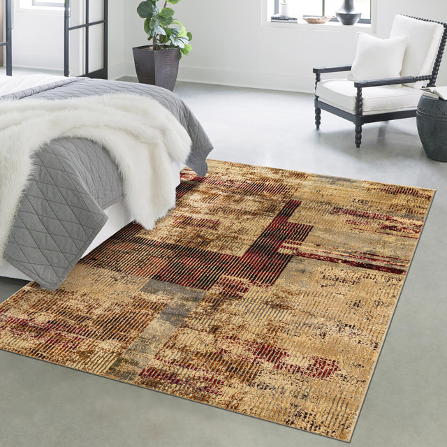 Multicolor 10' x 14' Saturn Rectangle Area Rug Stain Resistant Easy Clean Classic Vintage Design Durable Carpet for Affordable Home Interiors for Sale at Rug Engine