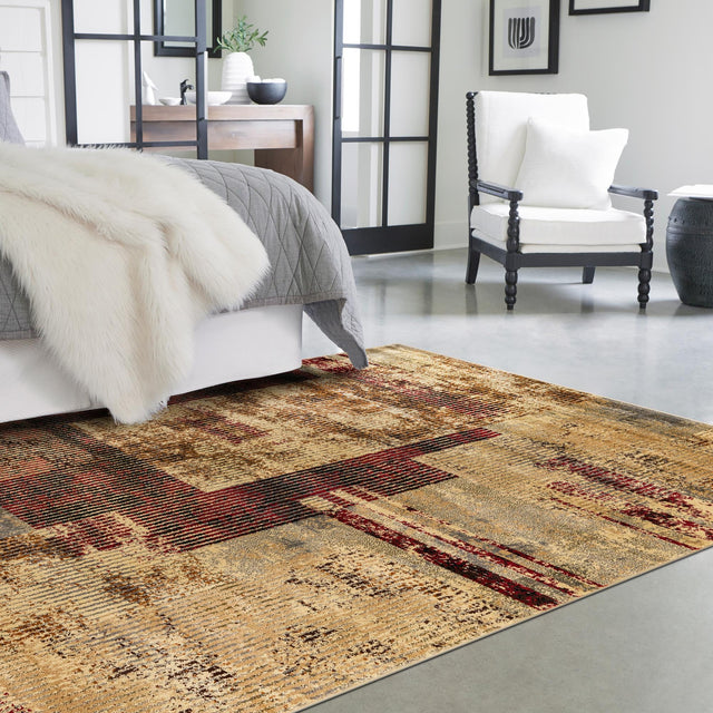 Multicolor 10' x 14' Saturn Rectangle Area Rug Stain Resistant Easy Clean Classic Vintage Design Durable Carpet for Affordable Home Interiors for Sale at Rug Engine