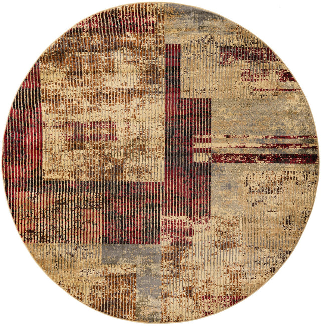 Multicolor 7' 10 x 7' 10 Saturn Round Area Rug Stain Resistant Easy Clean Classic Vintage Design Durable Carpet for Affordable Home Interiors for Sale at Rug Engine