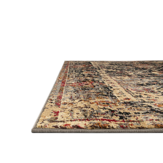 Black 4' 1 x 6' 1 Saturn Rectangle Area Rug Stain Resistant Easy Clean Classic Vintage Design Durable Carpet for Affordable Home Interiors for Sale at Rug Engine