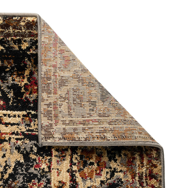 Black 4' 1 x 6' 1 Saturn Rectangle Area Rug Stain Resistant Easy Clean Classic Vintage Design Durable Carpet for Affordable Home Interiors for Sale at Rug Engine