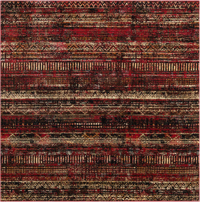 Burgundy 7' 10 x 7' 10 Saturn Square Area Rug Stain Resistant Easy Clean Classic Vintage Design Durable Carpet for Affordable Home Interiors for Sale at Rug Engine