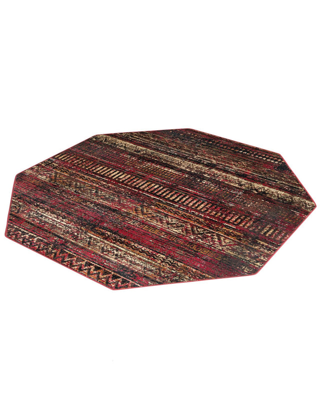 Burgundy 5' 3 x 5' 3 Saturn Octagon Area Rug Stain Resistant Easy Clean Classic Vintage Design Durable Carpet for Affordable Home Interiors for Sale at Rug Engine