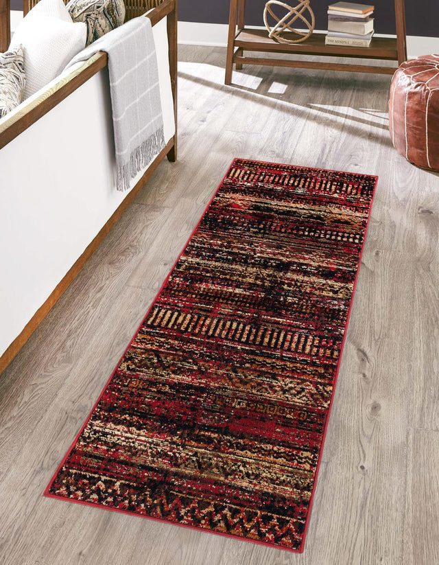 Burgundy 2' x 8' Saturn Runner Area Rug Stain Resistant Easy Clean Classic Vintage Design Durable Carpet for Affordable Home Interiors for Sale at Rug Engine