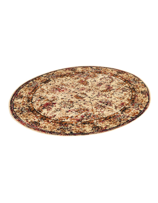 Beige Cream 3' 1 x 3' 1 Saturn Round Area Rug Stain Resistant Easy Clean Classic Vintage Design Durable Carpet for Affordable Home Interiors for Sale at Rug Engine