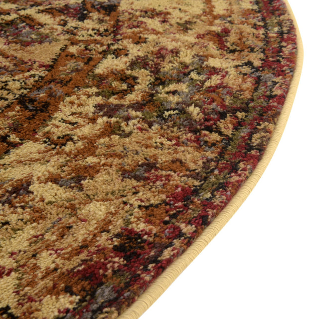 Beige Cream 7' 1 x 7' 1 Saturn Round Area Rug Stain Resistant Easy Clean Classic Vintage Design Durable Carpet for Affordable Home Interiors for Sale at Rug Engine