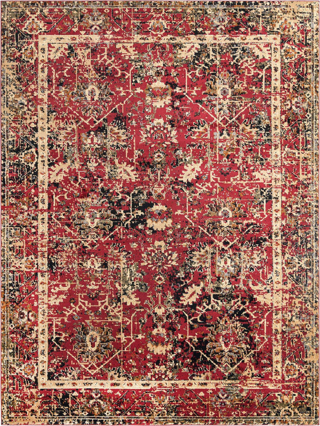 Burgundy 9' x 12' Saturn Rectangle Area Rug Stain Resistant Easy Clean Classic Vintage Design Durable Carpet for Affordable Home Interiors for Sale at Rug Engine