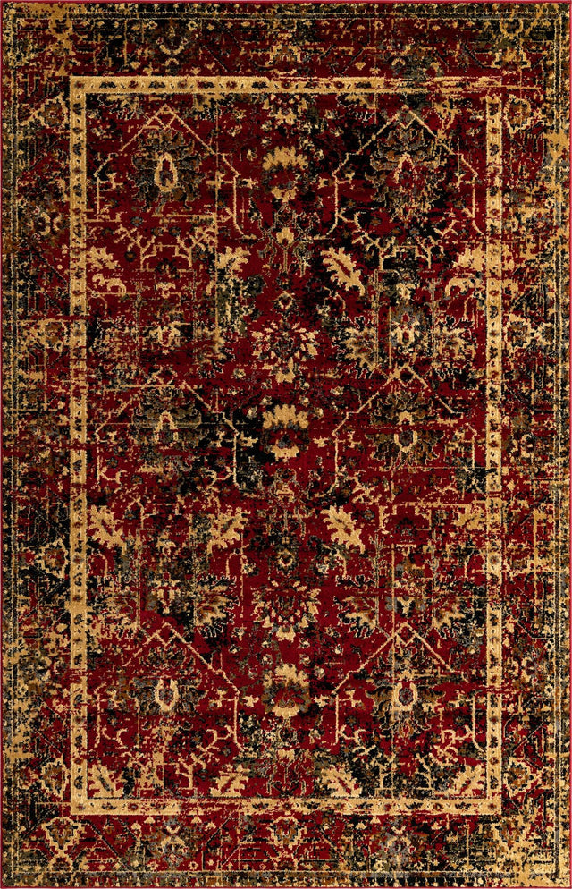 Burgundy 5' 3 x 8' Saturn Rectangle Area Rug Stain Resistant Easy Clean Classic Vintage Design Durable Carpet for Affordable Home Interiors for Sale at Rug Engine