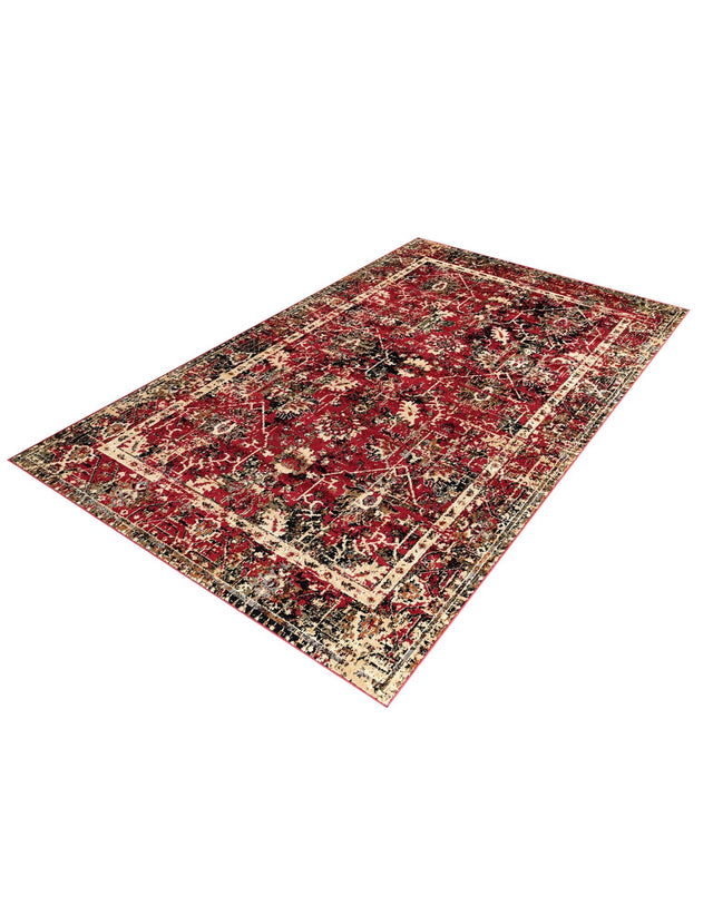 Burgundy 5' 3 x 8' Saturn Rectangle Area Rug Stain Resistant Easy Clean Classic Vintage Design Durable Carpet for Affordable Home Interiors for Sale at Rug Engine