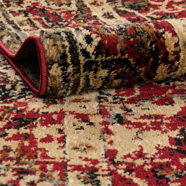 Burgundy 7' 10 x 7' 10 Saturn Octagon Area Rug Stain Resistant Easy Clean Classic Vintage Design Durable Carpet for Affordable Home Interiors for Sale at Rug Engine