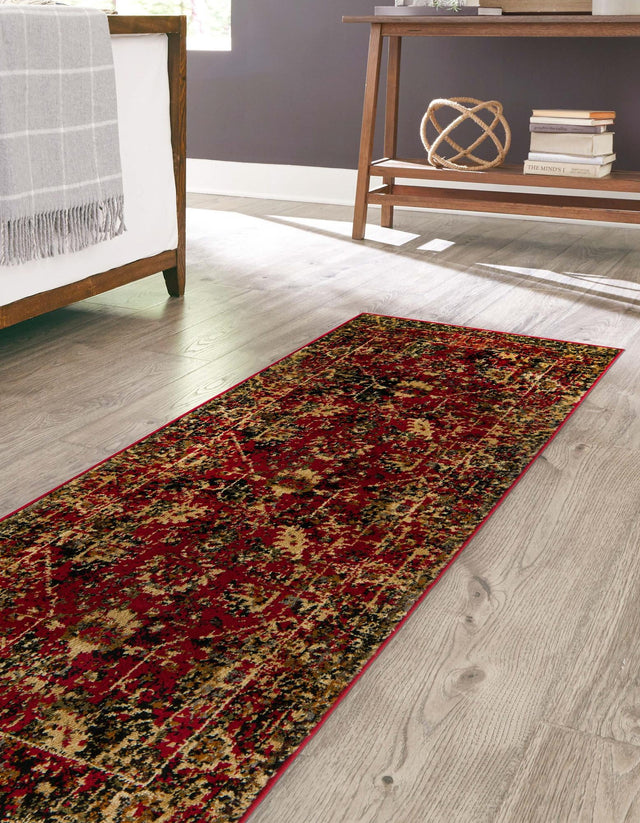 Burgundy 2' 7 x 14' 1 Saturn Runner Area Rug Stain Resistant Easy Clean Classic Vintage Design Durable Carpet for Affordable Home Interiors for Sale at Rug Engine