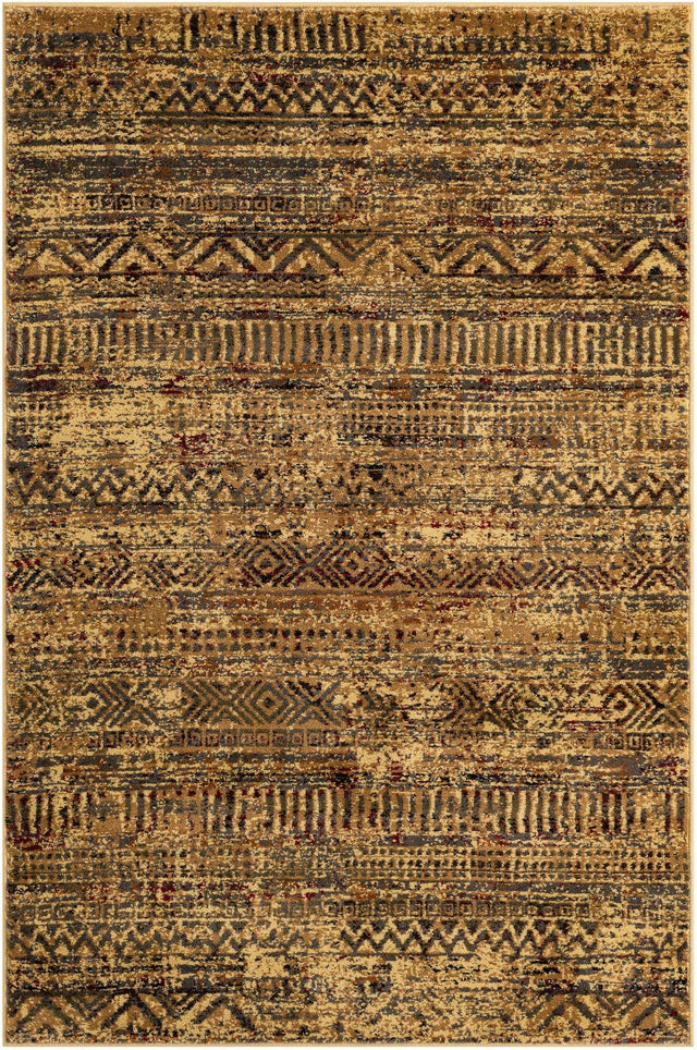 Beige 4' 1 x 6' 1 Saturn Rectangle Area Rug Stain Resistant Easy Clean Classic Vintage Design Durable Carpet for Affordable Home Interiors for Sale at Rug Engine
