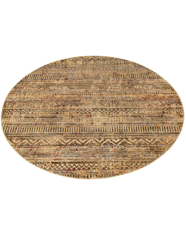 Beige 7' 1 x 7' 1 Saturn Round Area Rug Stain Resistant Easy Clean Classic Vintage Design Durable Carpet for Affordable Home Interiors for Sale at Rug Engine