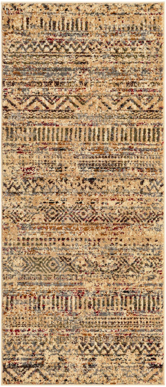 Beige 2' x 5' 1 Saturn Runner Area Rug Stain Resistant Easy Clean Classic Vintage Design Durable Carpet for Affordable Home Interiors for Sale at Rug Engine
