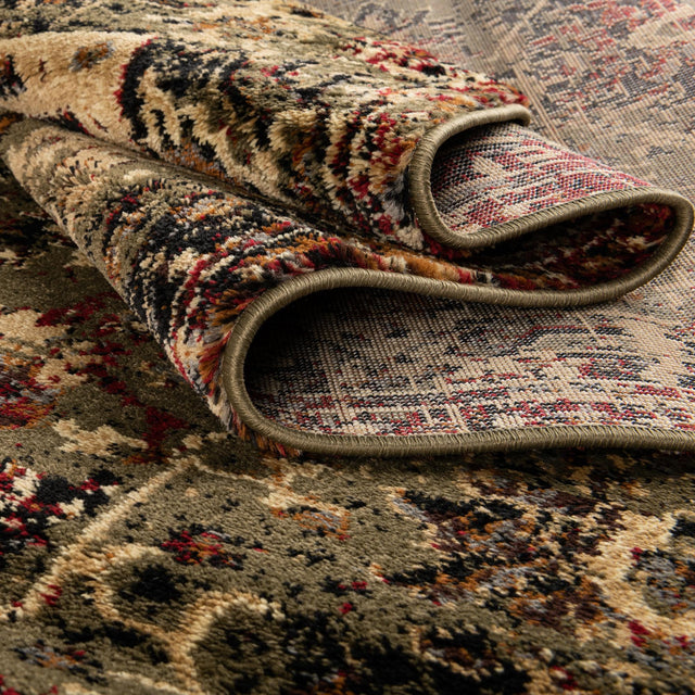 Green 4' 1 x 6' 1 Saturn Rectangle Area Rug Stain Resistant Easy Clean Classic Vintage Design Durable Carpet for Affordable Home Interiors for Sale at Rug Engine