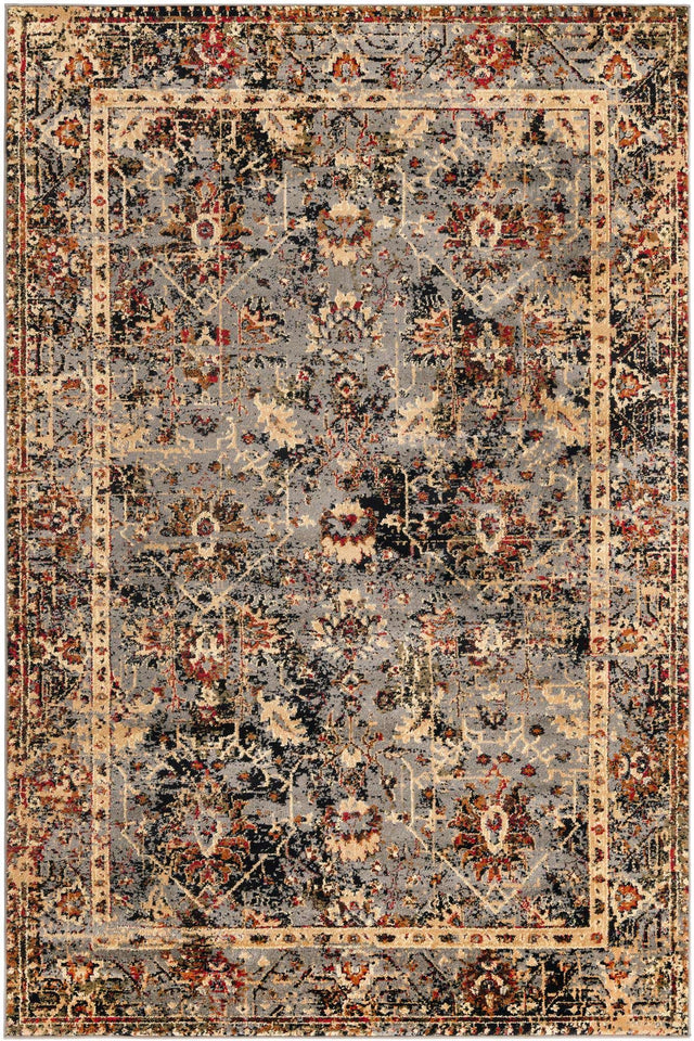 Blue 5' 3 x 8' Saturn Rectangle Area Rug Stain Resistant Easy Clean Classic Vintage Design Durable Carpet for Affordable Home Interiors for Sale at Rug Engine