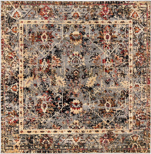 Blue 5' 3 x 5' 3 Saturn Square Area Rug Stain Resistant Easy Clean Classic Vintage Design Durable Carpet for Affordable Home Interiors for Sale at Rug Engine