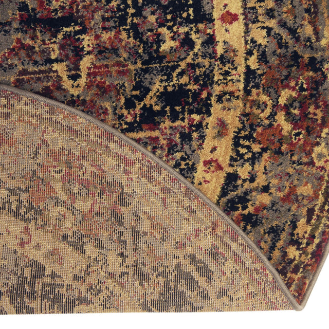 Black 7' 10 x 7' 10 Saturn Round Area Rug Stain Resistant Easy Clean Classic Vintage Design Durable Carpet for Affordable Home Interiors for Sale at Rug Engine