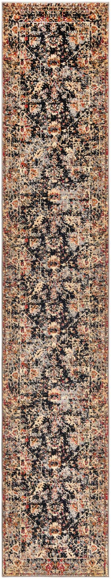 Black 2' 2 x 12' Saturn Runner Area Rug Stain Resistant Easy Clean Classic Vintage Design Durable Carpet for Affordable Home Interiors for Sale at Rug Engine