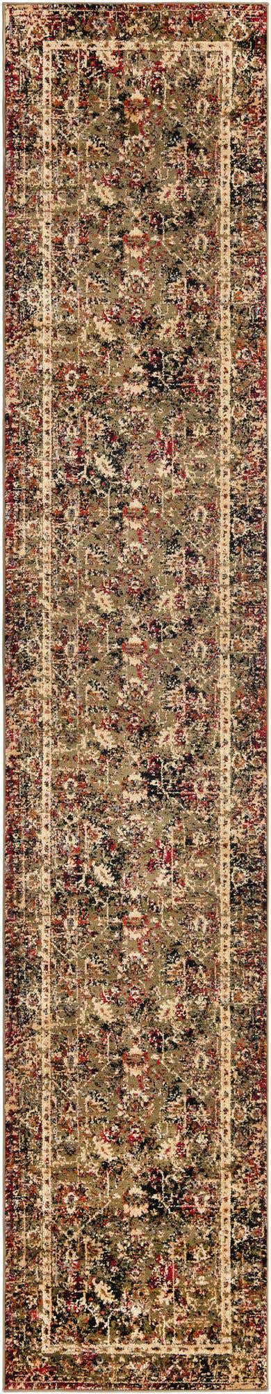 Green 2' 7 x 14' 1 Saturn Runner Area Rug Stain Resistant Easy Clean Classic Vintage Design Durable Carpet for Affordable Home Interiors for Sale at Rug Engine