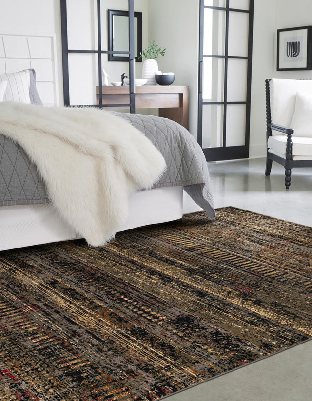 Blue 6' 1 x 9' Saturn Rectangle Area Rug Stain Resistant Easy Clean Classic Vintage Design Durable Carpet for Affordable Home Interiors for Sale at Rug Engine