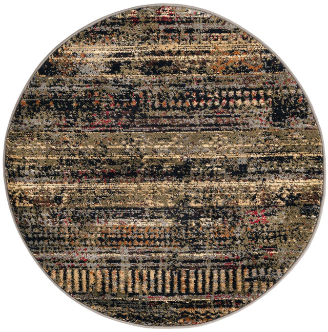 Blue 3' 1 x 3' 1 Saturn Round Area Rug Stain Resistant Easy Clean Classic Vintage Design Durable Carpet for Affordable Home Interiors for Sale at Rug Engine