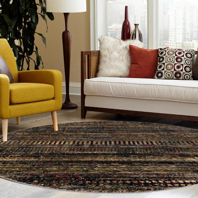 Blue 7' 10 x 7' 10 Saturn Round Area Rug Stain Resistant Easy Clean Classic Vintage Design Durable Carpet for Affordable Home Interiors for Sale at Rug Engine