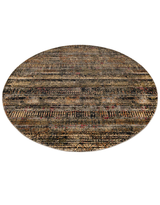 Blue 7' 10 x 7' 10 Saturn Round Area Rug Stain Resistant Easy Clean Classic Vintage Design Durable Carpet for Affordable Home Interiors for Sale at Rug Engine
