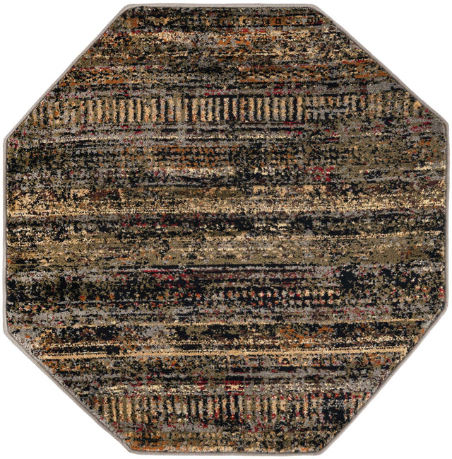 Blue 3' 1 x 3' 1 Saturn Octagon Area Rug Stain Resistant Easy Clean Classic Vintage Design Durable Carpet for Affordable Home Interiors for Sale at Rug Engine