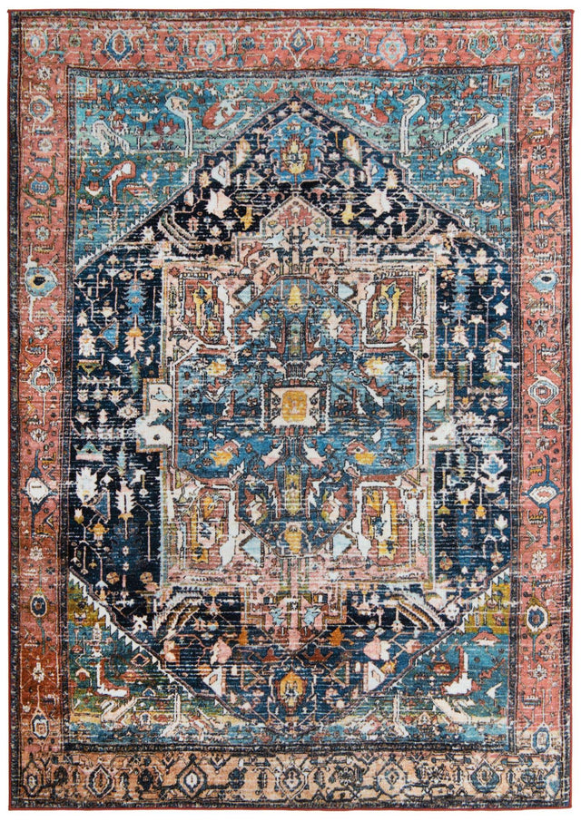 Washable Multicolor 6' 7 x 9' Medina Rectangle Area Rug Easy to Clean Stain Resistant & Durable Polyester Classic Carpet for Home Decor & Design for Sale at Rug Engine