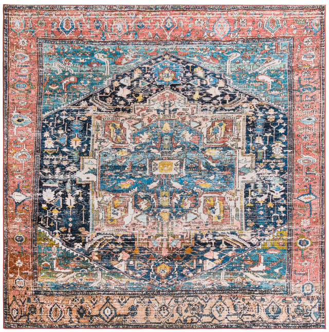 Washable Multicolor 7' 10 x 7' 10 Medina Square Area Rug Easy to Clean Stain Resistant & Durable Polyester Classic Carpet for Home Decor & Design for Sale at Rug Engine