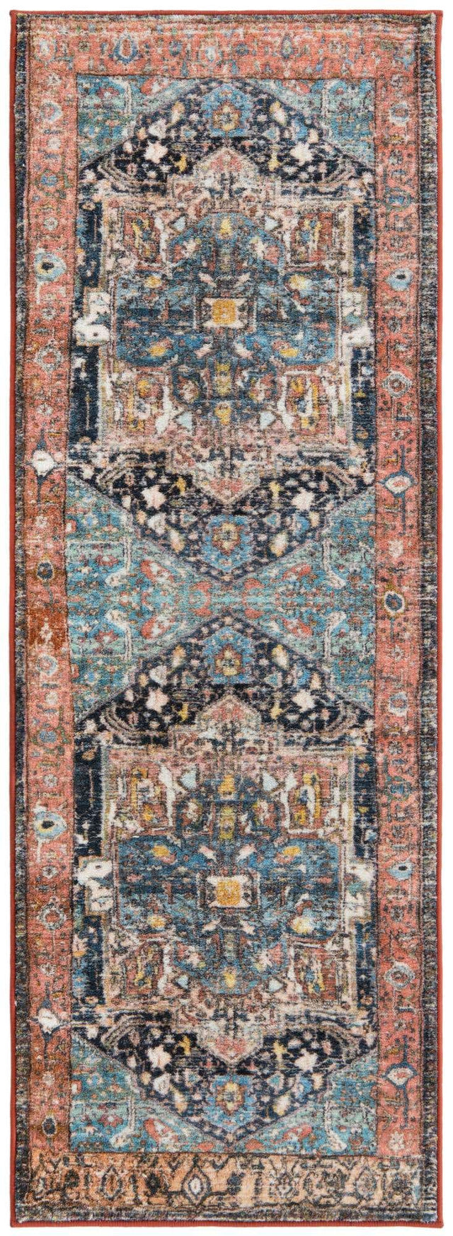 Washable Multicolor 2' 2 x 6' Medina Runner Area Rug Easy to Clean Stain Resistant & Durable Polyester Classic Carpet for Home Decor & Design for Sale at Rug Engine