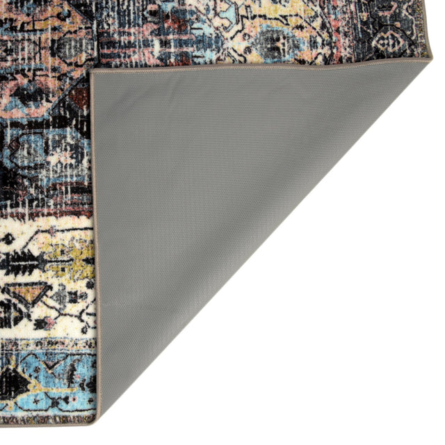 Washable Powder Blue 6' 7 x 9' Medina Rectangle Area Rug Easy to Clean Stain Resistant & Durable Polyester Classic Carpet for Home Decor & Design for Sale at Rug Engine