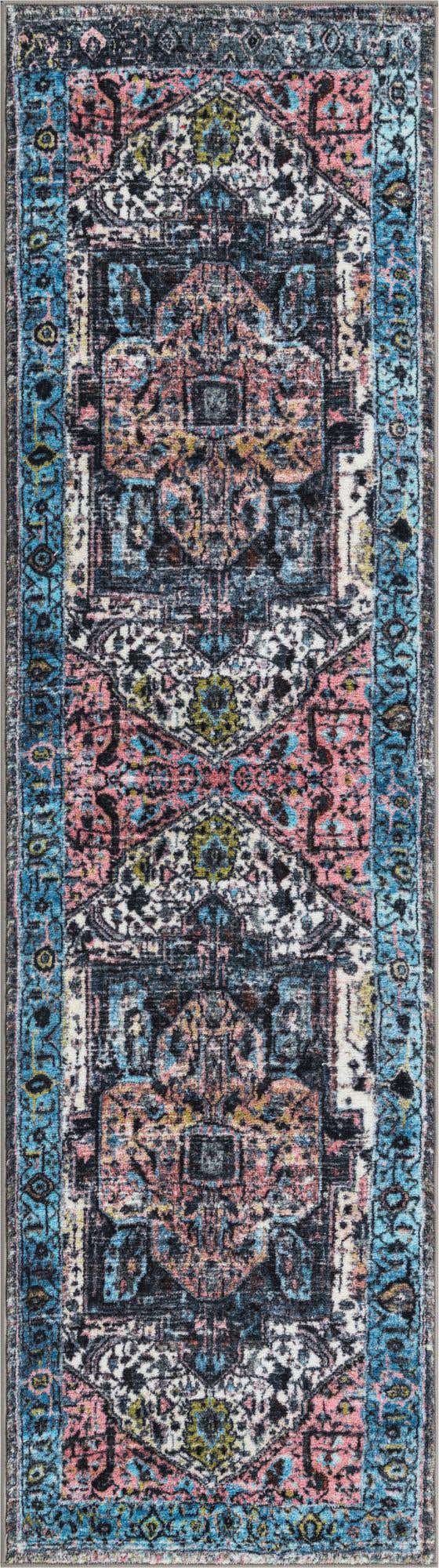 Washable Powder Blue 2' 2 x 7' 10 Medina Runner Area Rug Easy to Clean Stain Resistant & Durable Polyester Classic Carpet for Home Decor & Design for Sale at Rug Engine