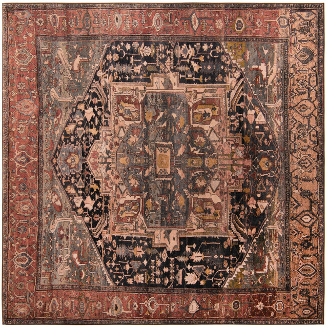 Washable Muted Rust 7' 10 x 7' 10 Medina Square Area Rug Easy to Clean Stain Resistant & Durable Polyester Classic Carpet for Home Decor & Design for Sale at Rug Engine