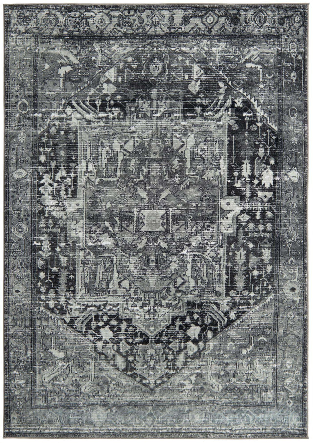 Washable Steel Gray 6' 7 x 9' Medina Rectangle Area Rug Easy to Clean Stain Resistant & Durable Polyester Classic Carpet for Home Decor & Design for Sale at Rug Engine
