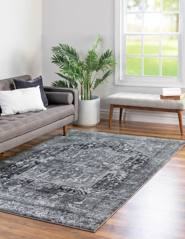 Washable Steel Gray 3' 3 x 5' 3 Medina Rectangle Area Rug Easy to Clean Stain Resistant & Durable Polyester Classic Carpet for Home Decor & Design for Sale at Rug Engine