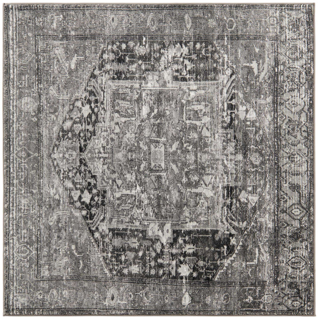 Washable Steel Gray 5' 3 x 5' 3 Medina Square Area Rug Easy to Clean Stain Resistant & Durable Polyester Classic Carpet for Home Decor & Design for Sale at Rug Engine