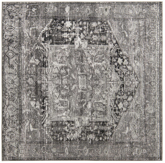 Washable Steel Gray 7' 10 x 7' 10 Medina Square Area Rug Easy to Clean Stain Resistant & Durable Polyester Classic Carpet for Home Decor & Design for Sale at Rug Engine