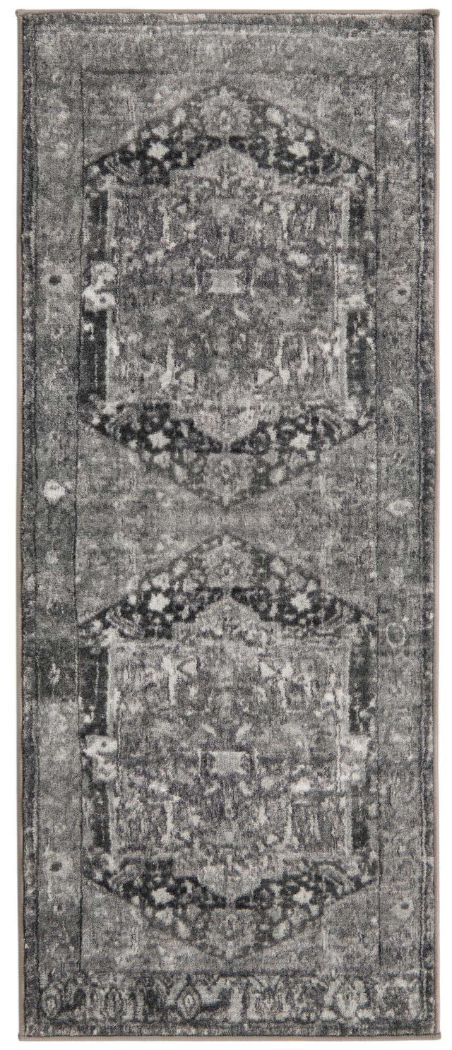 Washable Steel Gray 2' 2 x 5' Medina Runner Area Rug Easy to Clean Stain Resistant & Durable Polyester Classic Carpet for Home Decor & Design for Sale at Rug Engine