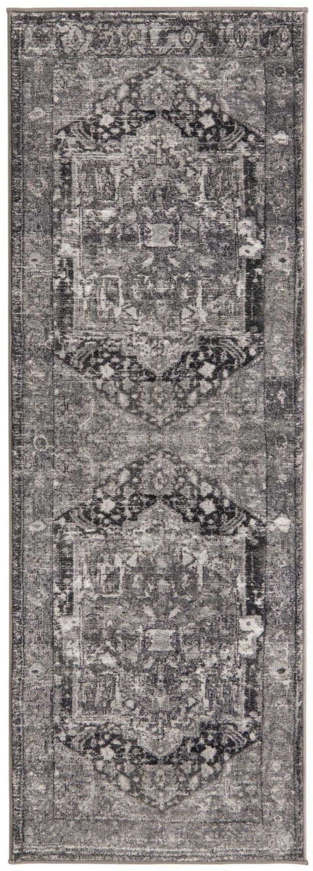 Washable Steel Gray 2' 2 x 6' Medina Runner Area Rug Easy to Clean Stain Resistant & Durable Polyester Classic Carpet for Home Decor & Design for Sale at Rug Engine