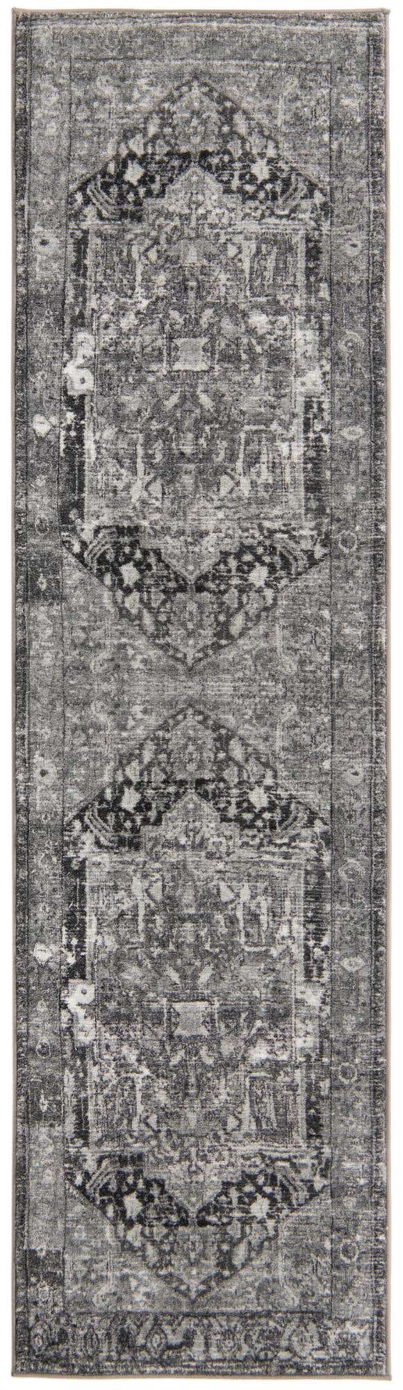 Washable Steel Gray 2' 2 x 7' 10 Medina Runner Area Rug Easy to Clean Stain Resistant & Durable Polyester Classic Carpet for Home Decor & Design for Sale at Rug Engine